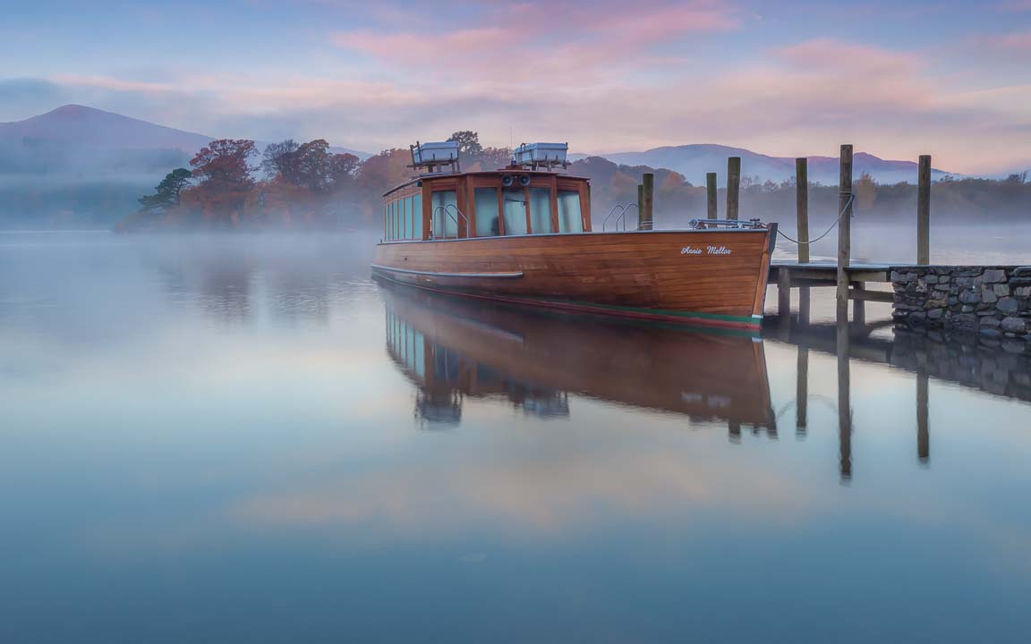 The Launch at Dawn, Derwent Water, Lake District, by Andrew Jones